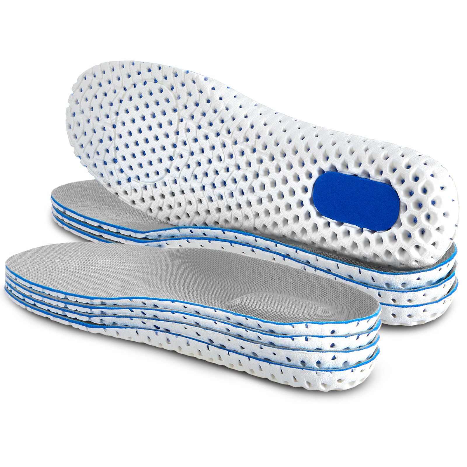 Unittype 4 Pairs Shoe Inserts for Women Memory Foam Insoles Shock Absorbing Breathable Replacement Insoles for Men Women Work Boots Running Sports