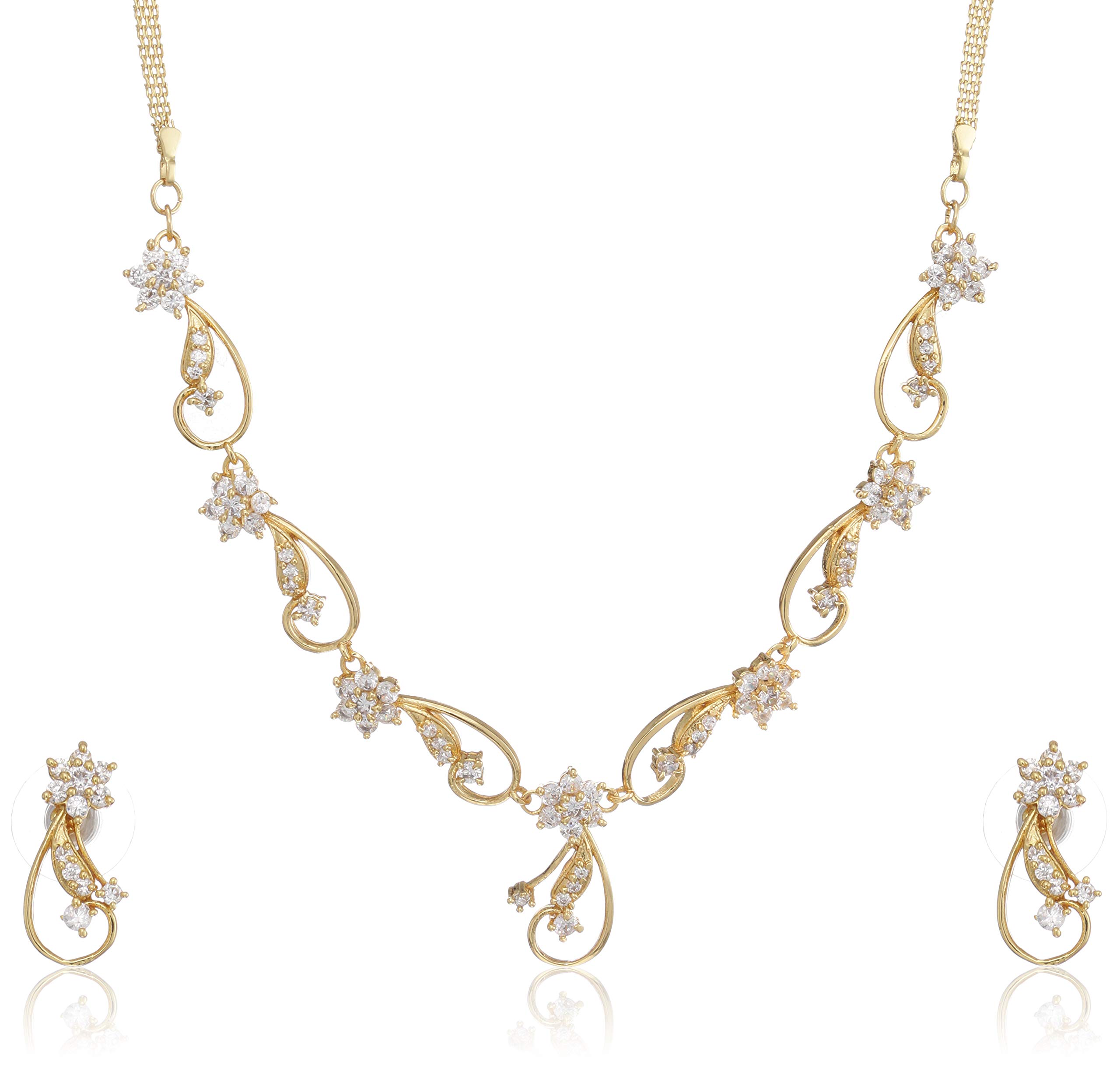 See full amazon price history chart for Estele 24 Kt Gold Plated American Diamond Flower and Leaf Necklace Set for Women Estele 24 Kt Gold Plated American Diamond Flower and Leaf Necklace Set for Women (B08D8RRB3R) Amazon Price History, Amazon Price Tracker