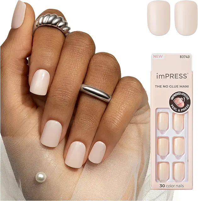 KISS imPRESS Point Pink Color Gel Nail Kit - Fake Nails with PureFit Technology