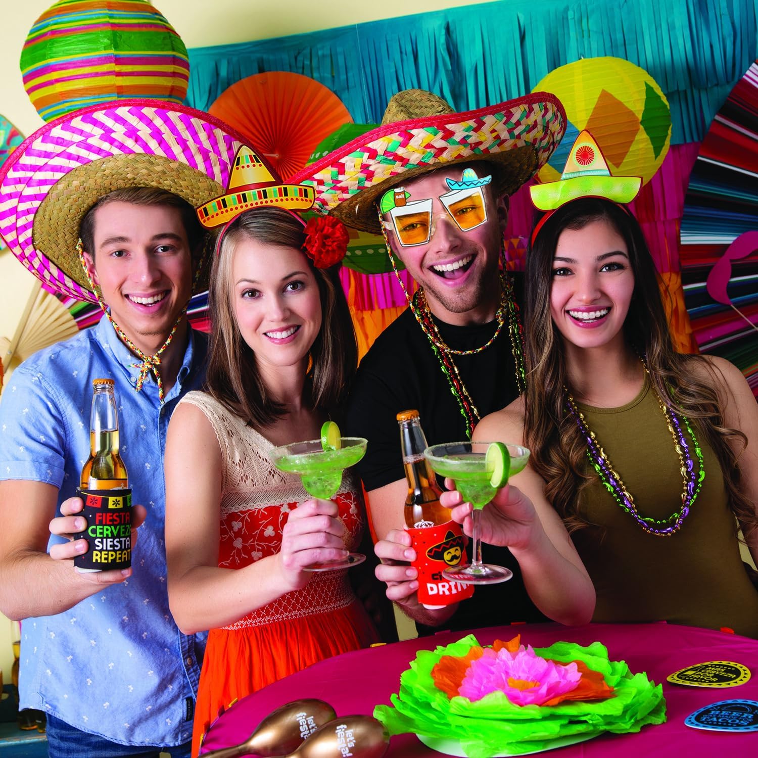 Fun Express Mexican Sombrero Hats 12 Pack - Authentic Straw Sombreros for Cinco de Mayo Fiesta Party Decorations | Adult Size Mariachi Style with Embroidered Details & Chin Cord Brown