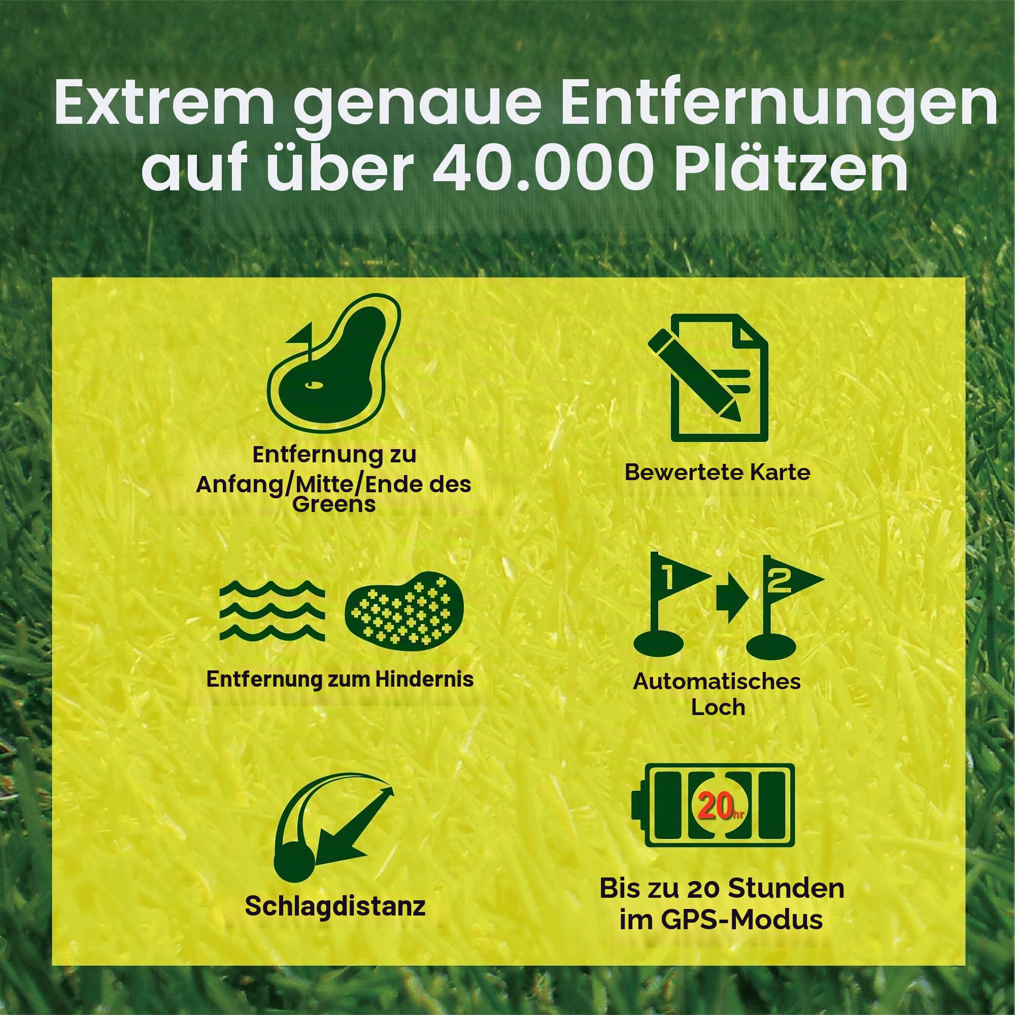 CANMORE TW356 Golf-GPS-Uhr für Damen und Herren, kostenloses Update, großes LCD-Display, Upgrade-IC-Chip, leichtes Zubehör, Schwarz