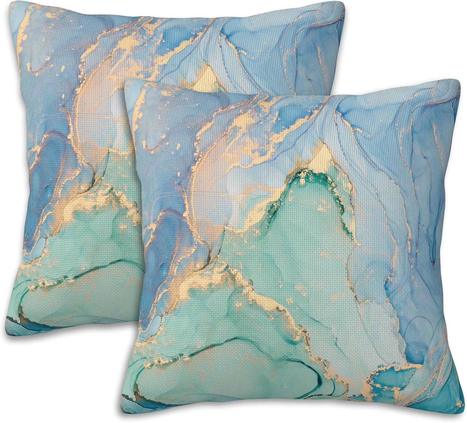 Abstract Marble Throw Pillow Covers Set of 2 Turquoise Marble Pillow Covers 20x20 Inch Modern Farmhouse Home Decorative Pillow Cases Cushion Cover for Sofa Living Room Office