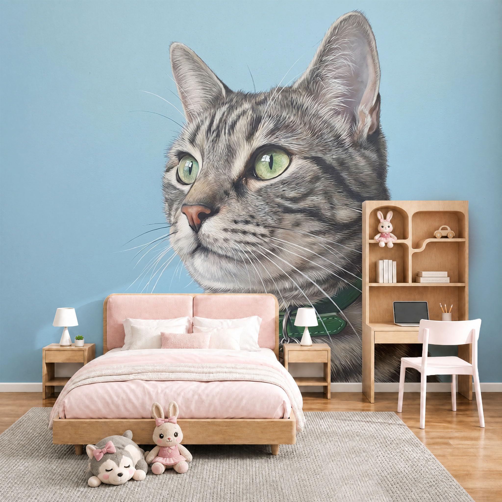 Tableau photo mural chat tigré ultra réaliste papier peint XXL