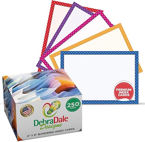 Debra Dale Designs "Dotted Delights" - 250 tarjetas de índice en blanco de 4 x 6 pulgadas, cartulina 140# premium con bordes de puntos