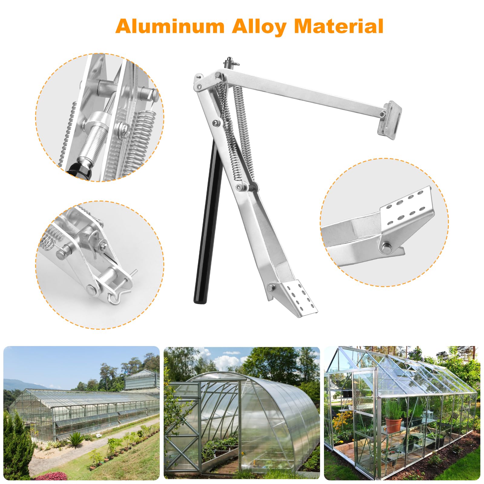 Abreventanas automático de doble muelle para invernaderos – Sistema de ventilación termorregulado 15 – 30 °C, capacidad de elevación 15 kg, apertura 45 cm (2 unidades)