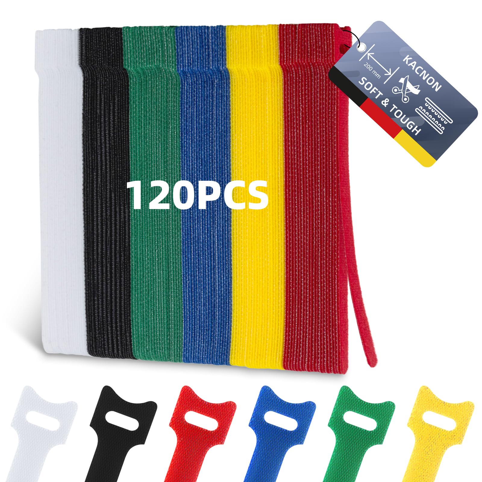 100 Stück Klettband Kabelbinder 12 Mm X 15 Cm - Wiederverwendbar, Rücken-an-Rücken