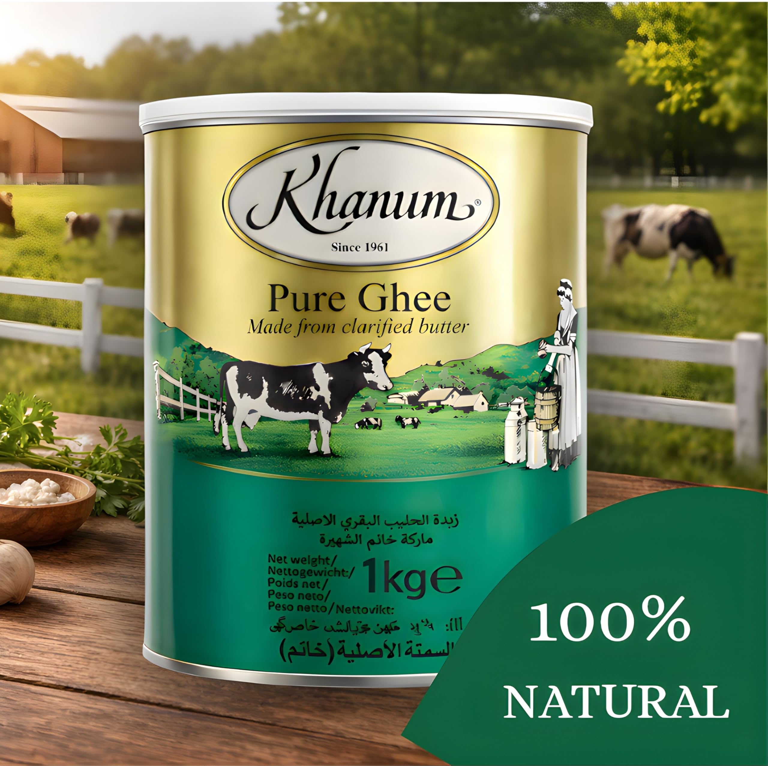 Mantequilla Clarificada Premium 100% Natural - Pure Ghee - Keto Friendly, Alto Punto de Humo, Sin Gluten - Ideal para Cocina Saludable - Laborawi (1 Kg)