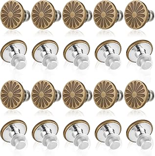20 Sets Jean Button Pins, No Sew Jeans Button Replacement for Loose Pants, Adjustable Pant Waist Tightener, Buttons Pins for Jean
