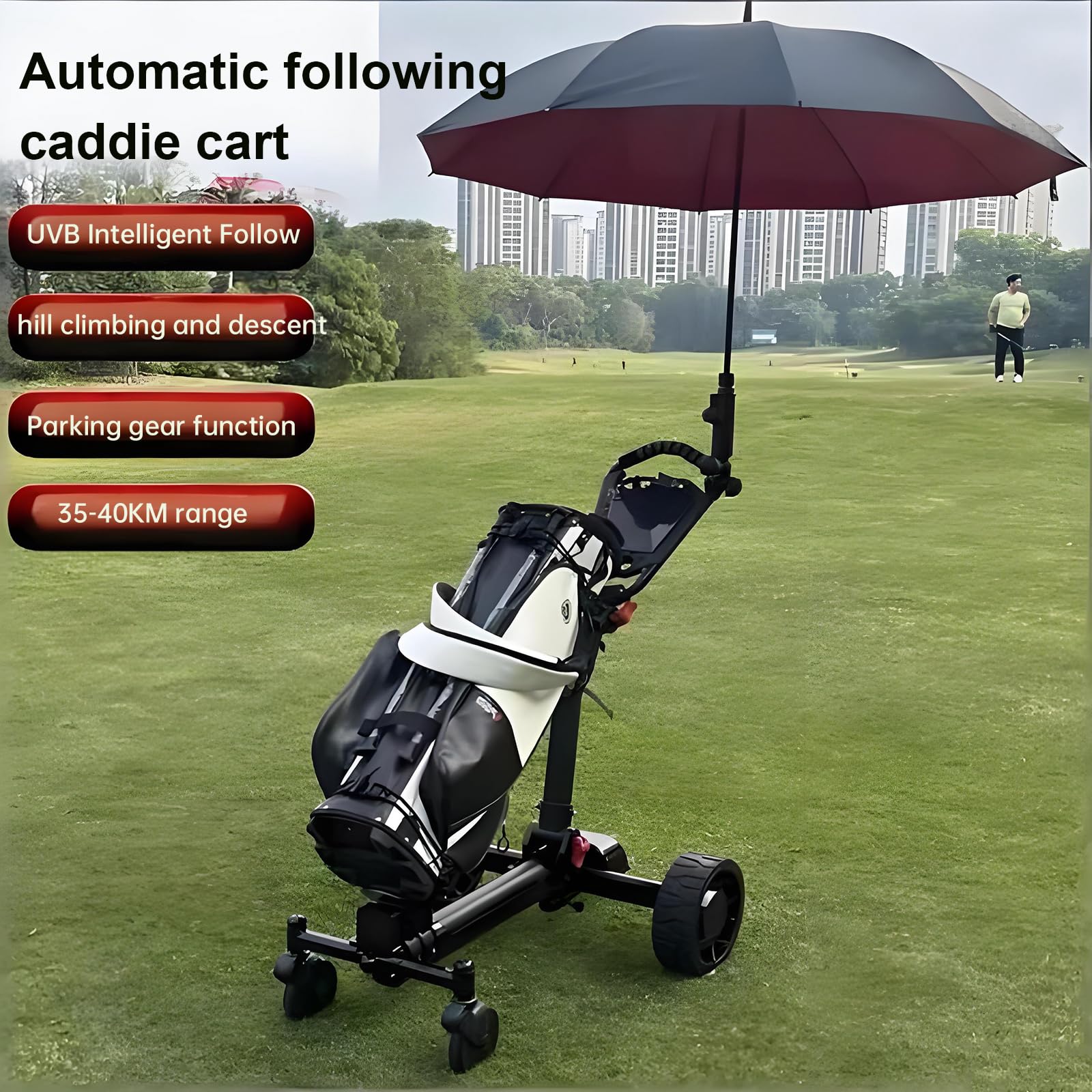 Carrello Da Golf AutomaticoFollow,carrello Dagolf Pieghevolecon Funzioneparcheggio,parcheggiofacile In Salita,localizzazione Precisa Della Posizionedelgiocatore,portatafino a 35-40km,carico150kg