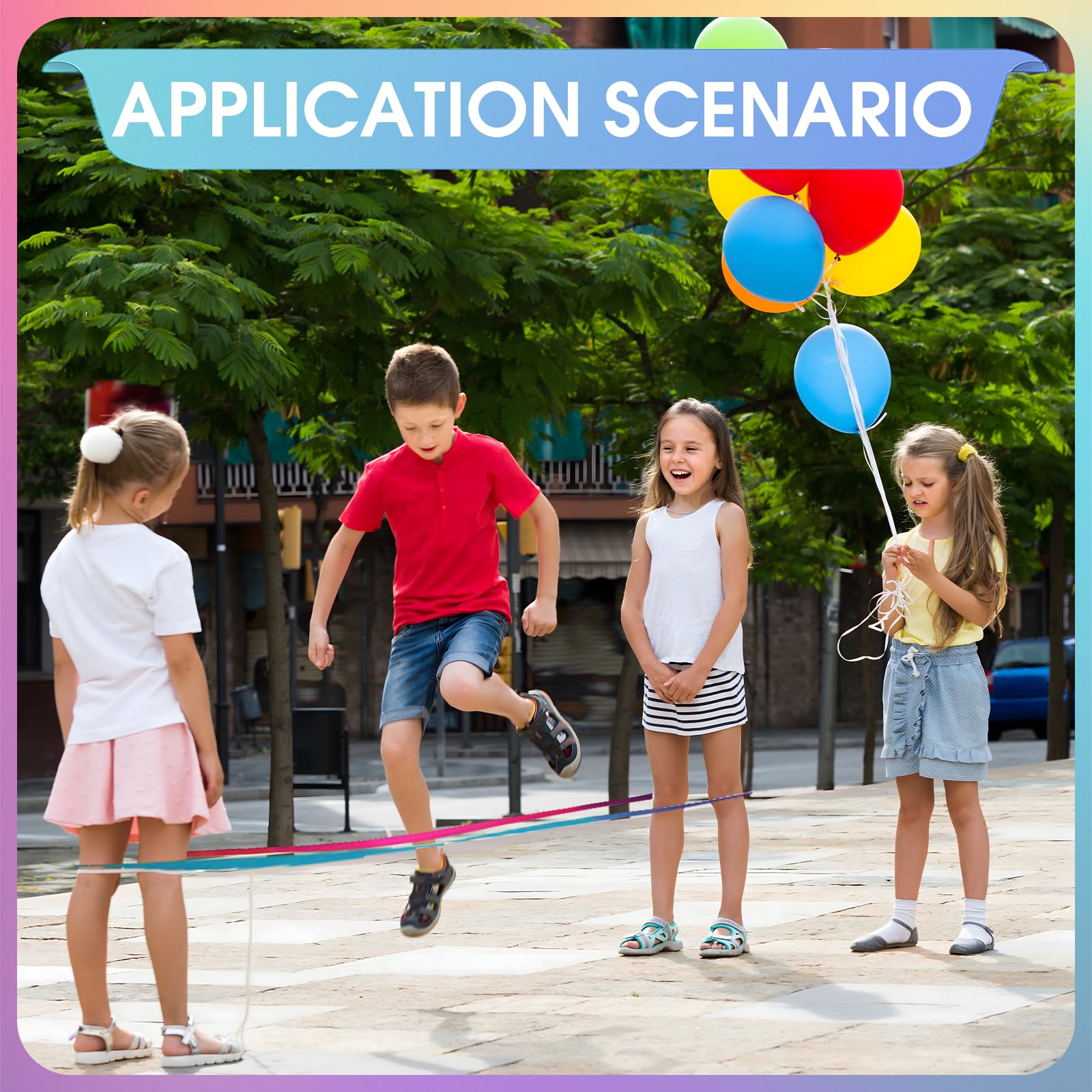 Set di 2 pezzi di gomma per bambini a partire da 6 7 8 9 10 anni, giochi di rimbalzo per interni ed esterni (5 m di lunghezza + 3 m)