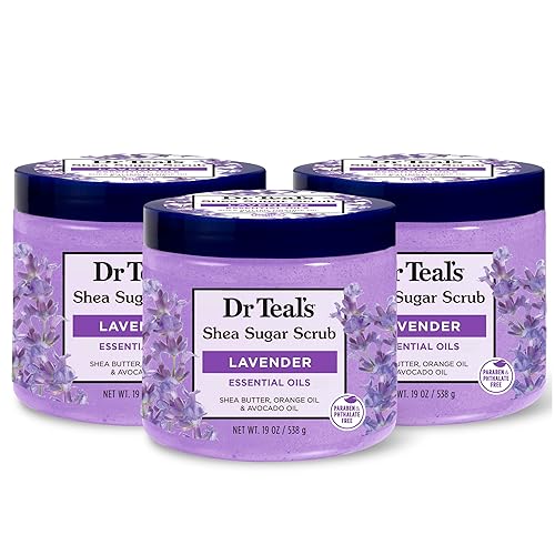 Dr Teal's Shea Sugar Scrub, Lavender Essential Oils, 19 oz (Pack of 3)