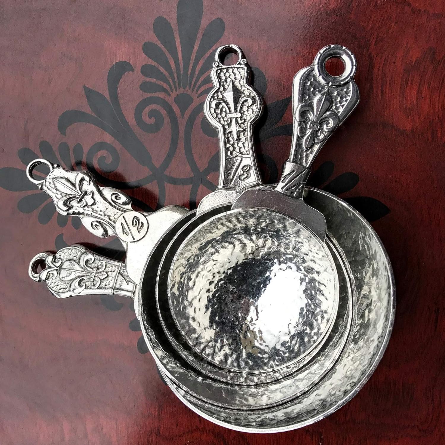 Crosby & Taylor Fleur de Lys Pewter Measuring Cup Set, Handmade in the USA