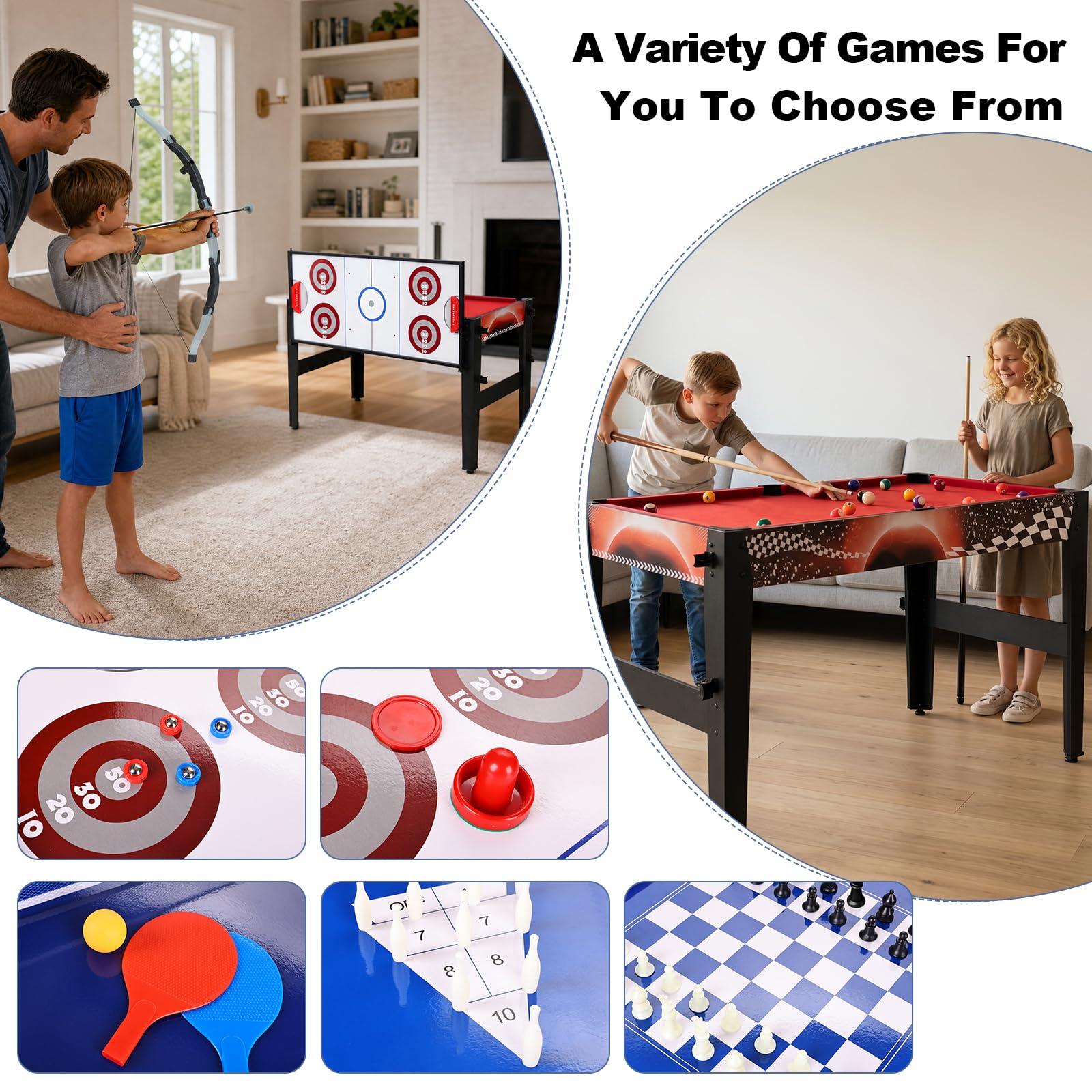 Mesa multijuego plegable 14 en 1, Billar, Ping Pong, Hockey, Baloncesto, 1,2 m