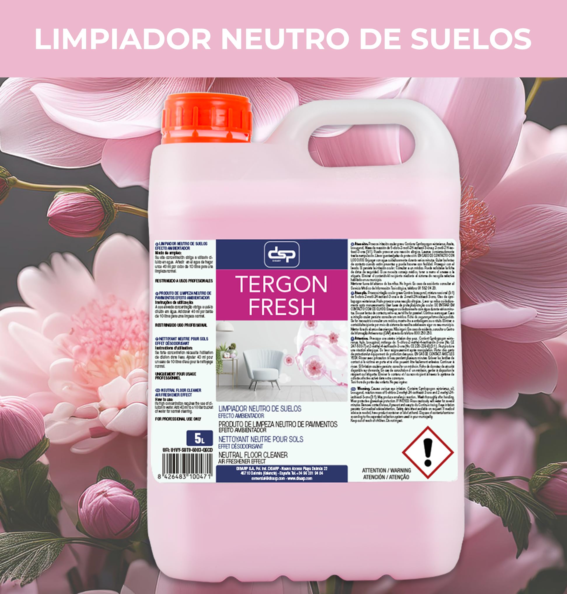 LIMPIADOR NEUTRO DE SUELOS EFECTO AMBIENTADOR TERGON FRESH .Garrafa 5l X4 U.