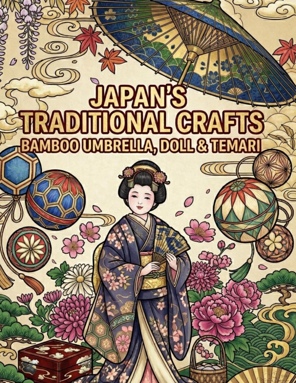 JAPAN'S TRADITIONAL CRAFTS BAMBOO UMBRELLA, DOLL & TEMARI: DISCOVER JAPAN'S BEAUTY 50 EASY ILLUSTRATIONS