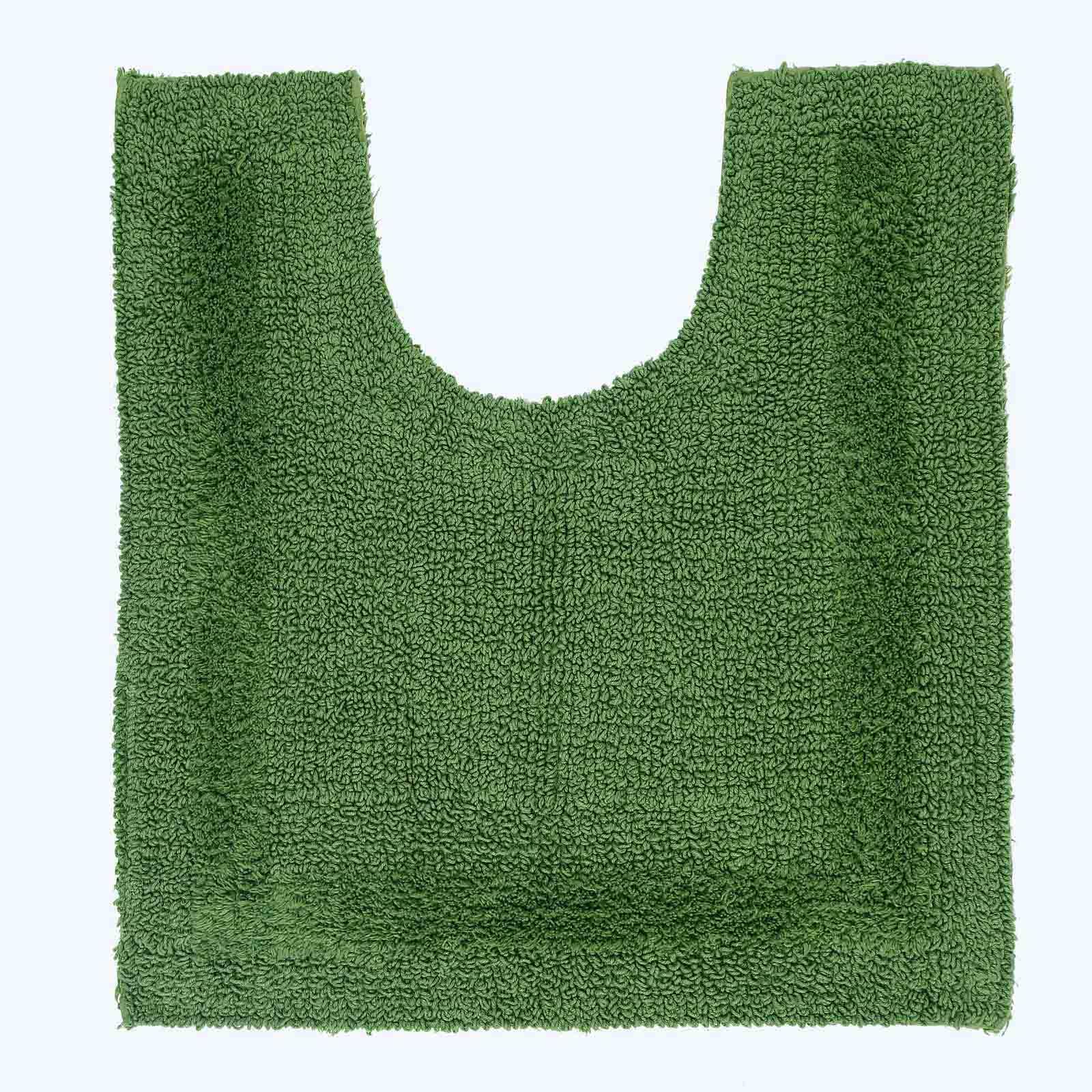 HOMESCAPES Toilet Mat, Luxury 1600gsm Extra Soft 100% Cotton, Reversible Bathroom Mats Non-Slip, Washable, Super Absorbent, Quick-Dry, Fern Green Pedestal Rug for Toilet, 50 x 55 cm