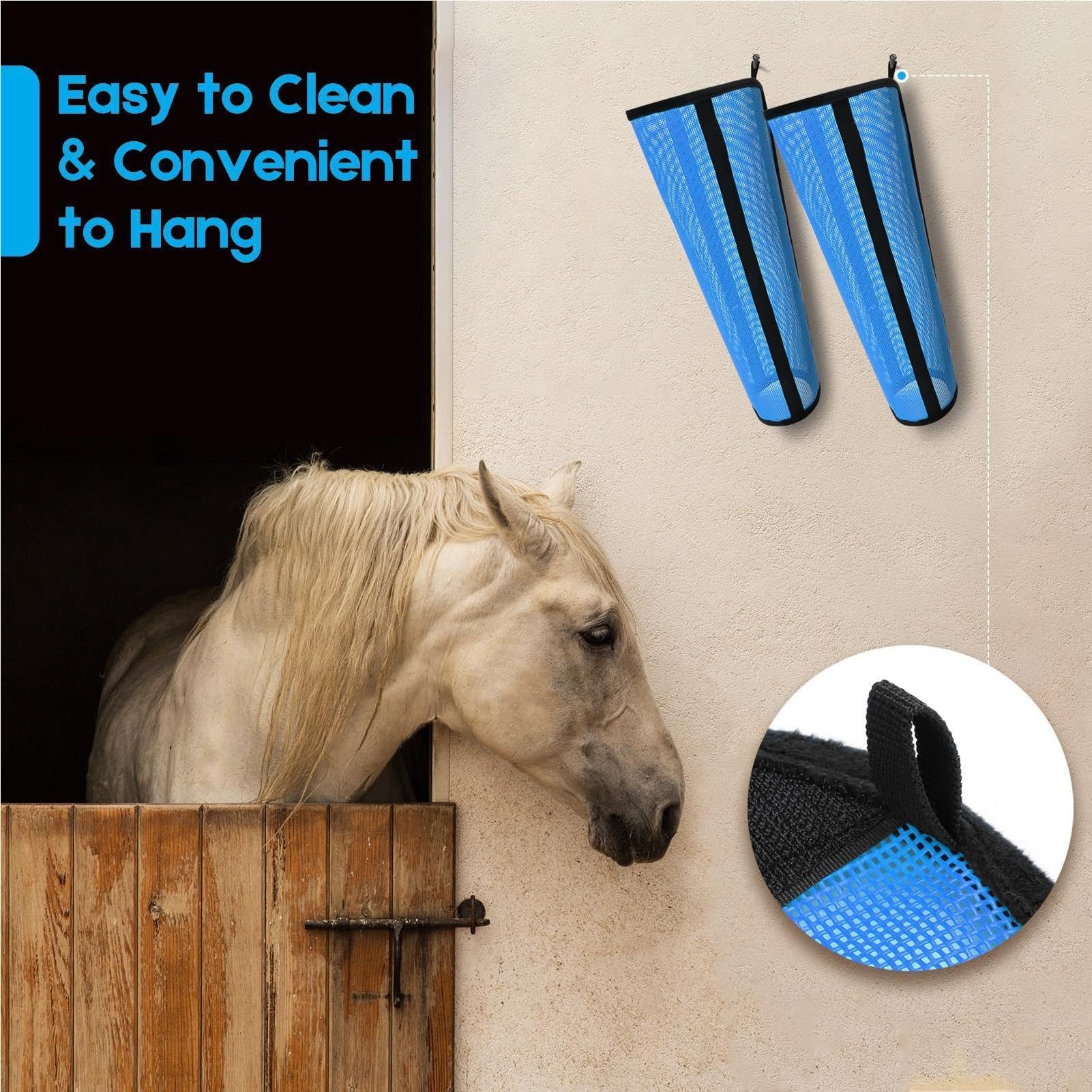 Botas contra moscas para caballos - Leggins de malla fina transpirable de 400 g | Protectores de malla ajustables y transpirables, 4 piezas, para pastos, carreras al aire libre, entrenamiento, competi