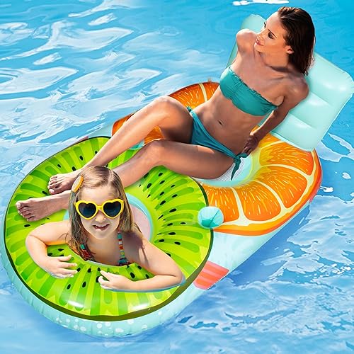 Miniatura 2 de Kids Pool Float with Water Gun,Inflatable Pool Floatie Toys,Space Travel Design with Rocket Spaceman Planet Star,Swimming Beach Party Raft,Summer