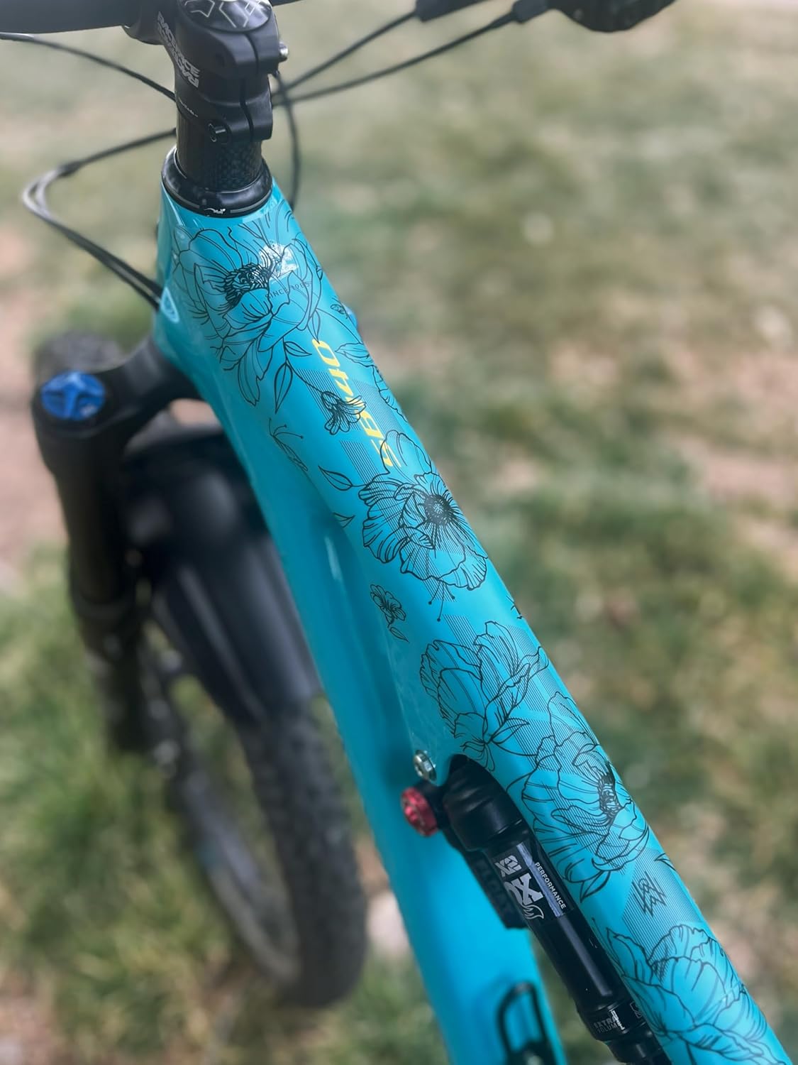 Precut Bike Frame Protection Tape- High Impact Clear Vinyl Wrap Includes 4 Sheets (8.5”x14.5) eBike, MTB Frame Protection, Protects from Scratches and Dings (Poppy Flower)