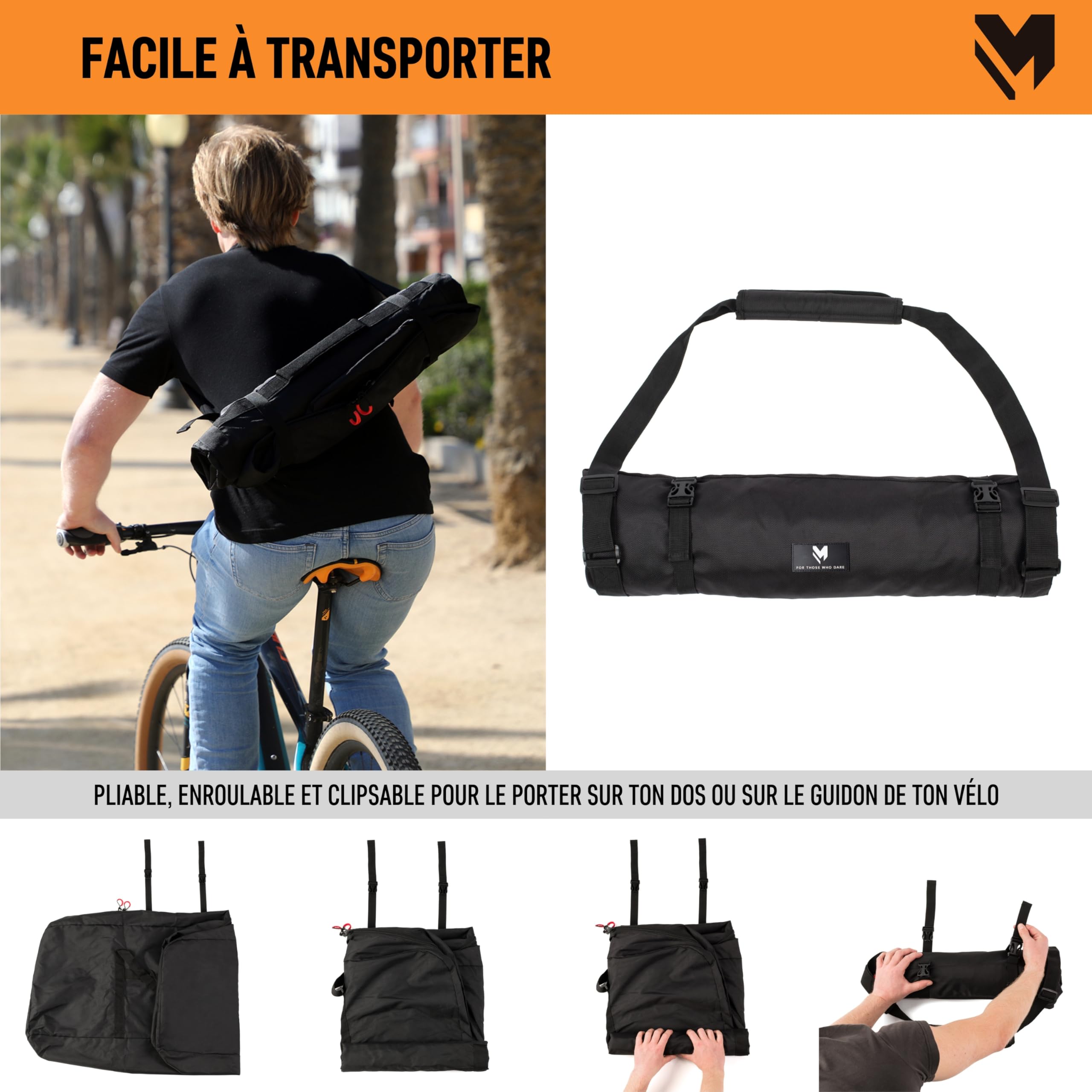 lamaki Housse Transport Velo - Route & Gravel, VTT 26-29 Pouces - Sans Retirer la Roue Arrière - Sac Transport pour Voyage - Housse de Velo Pliable, Robuste en Nylon 1680D
