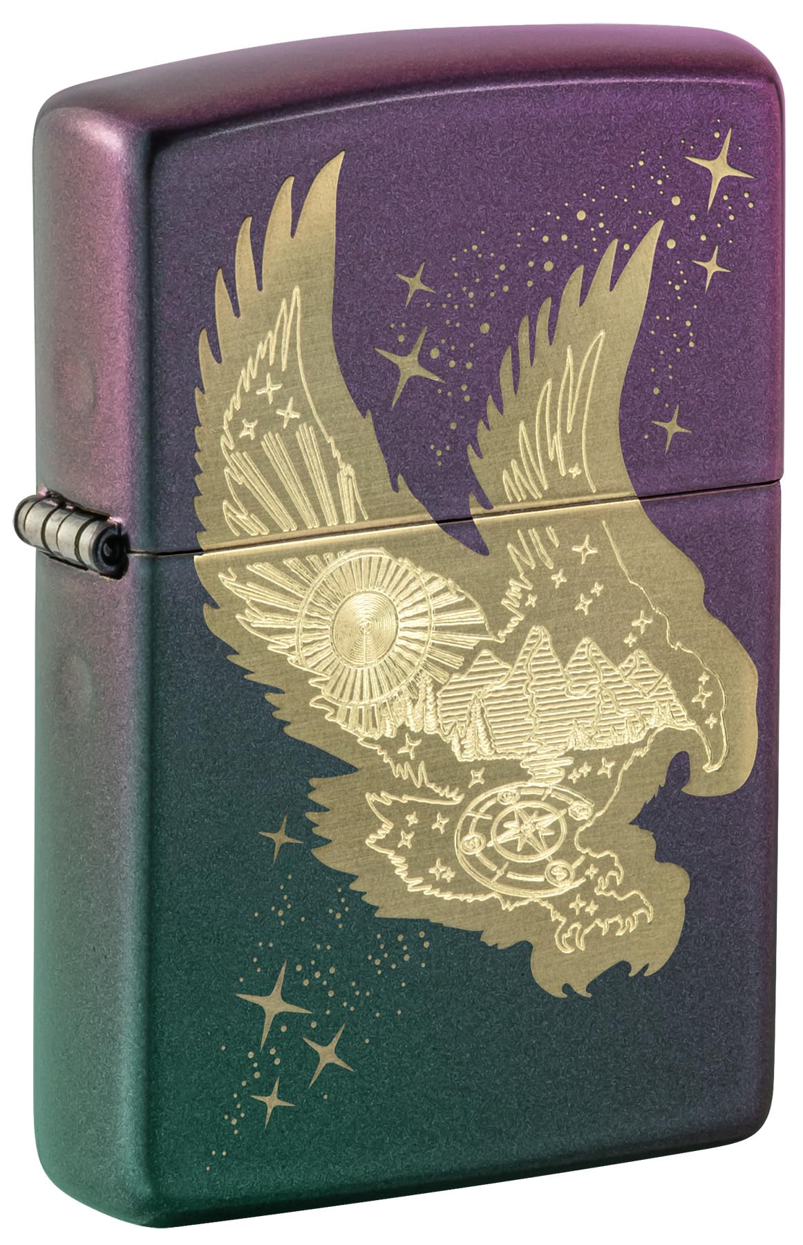 Zippo Zapalniczka Sztormowa, Model Eagle, Fioletowe Opalizujące Wykończenie, Grawer Laserowy, do Napełniania, Wielokrotnego Użytku, Odporna na Wiatr, Pudełko Prezentowe, Wyprodukowana w USA