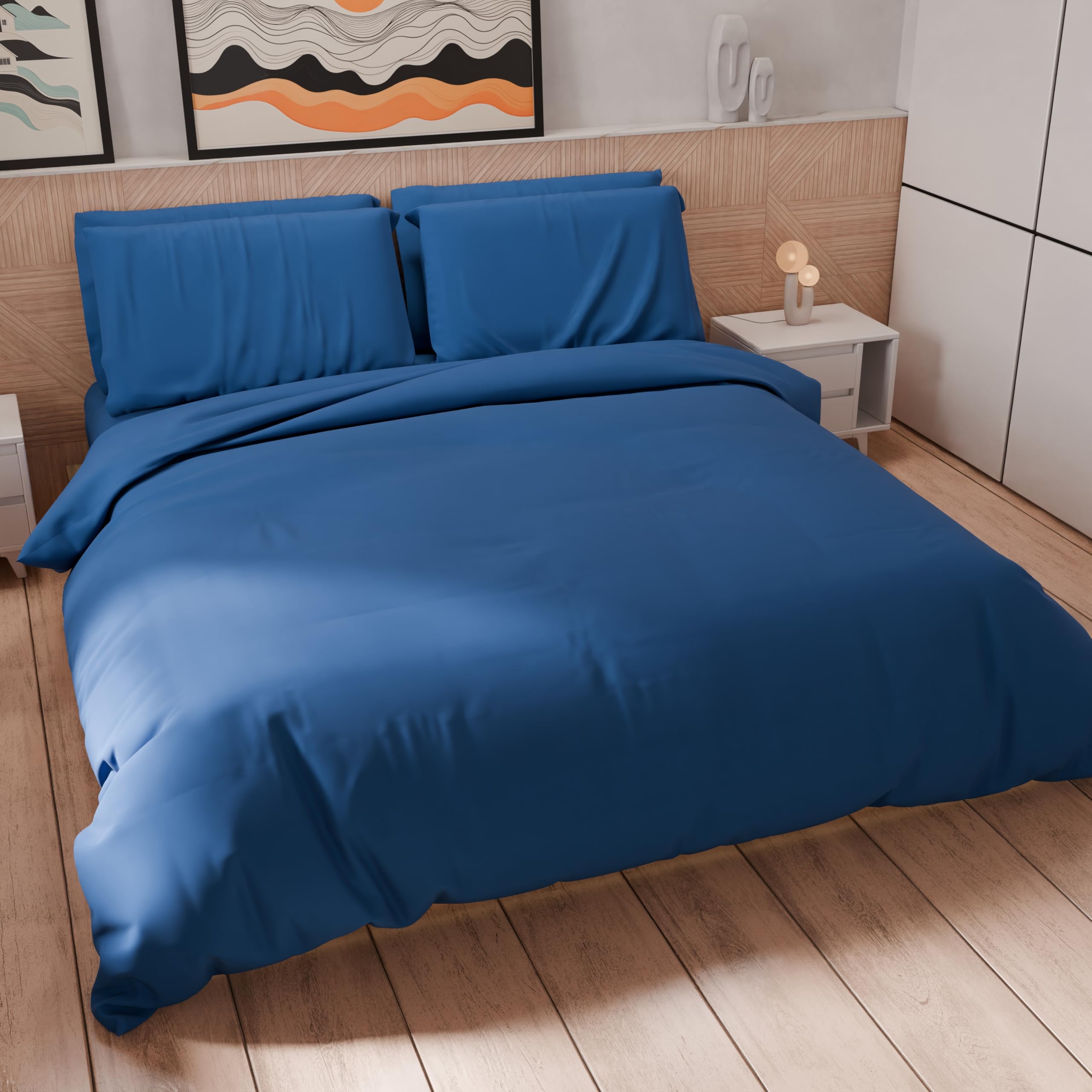PETTI Artigiani Italiani - Maxi Single Duvet Cover Set 220 x 155 cm (1 Pillowcase 80 x 80 cm Included), Soft Microfibre Duvet Cover Set, Solid Colour, Electric Blue โ image 1