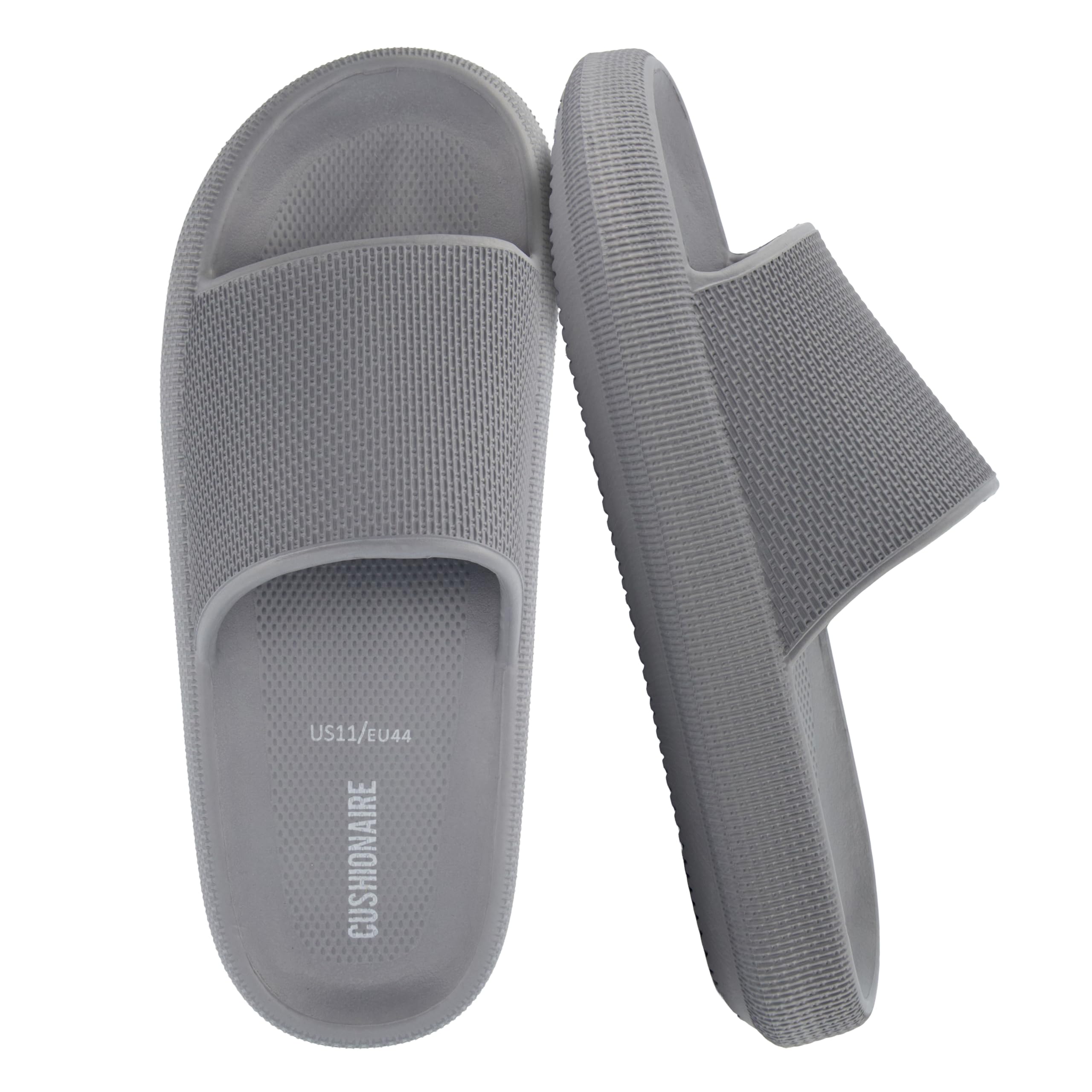 CUSHIONAIRE Men's Feather pool slide with +Comfort