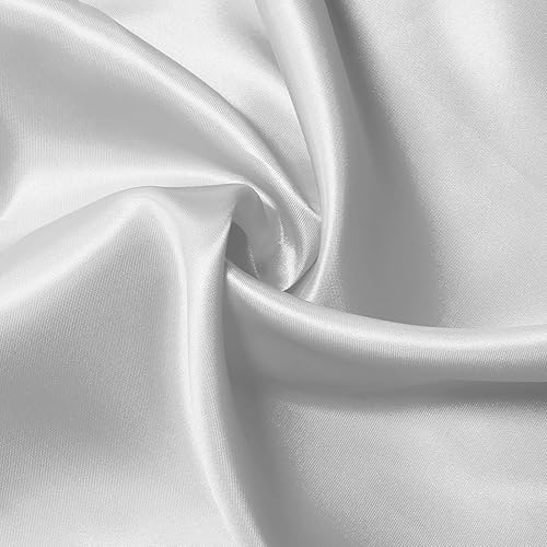 KKJIAF Tela de satén plateado, tela sedosa brillante de 63 pulgadas de ancho para vestido, camisas, camino de mesa, servilletas, mantel, decoración