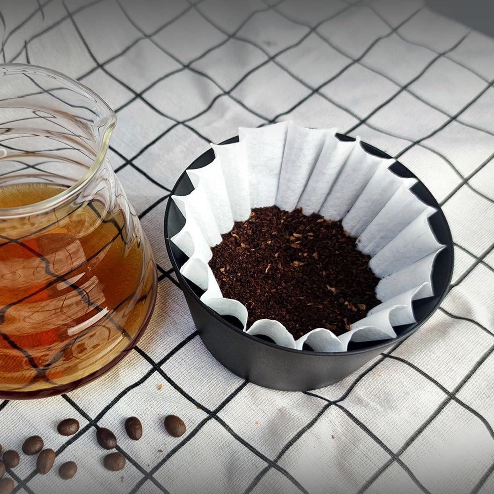 Wielorazowy filtr do kawy, 600-1000 ml regulowany ręczny dripper do domowej kawiarni, przyjazny w podróży czarny ekspres do kawy z konstrukcją zapobiegającą zatykaniu