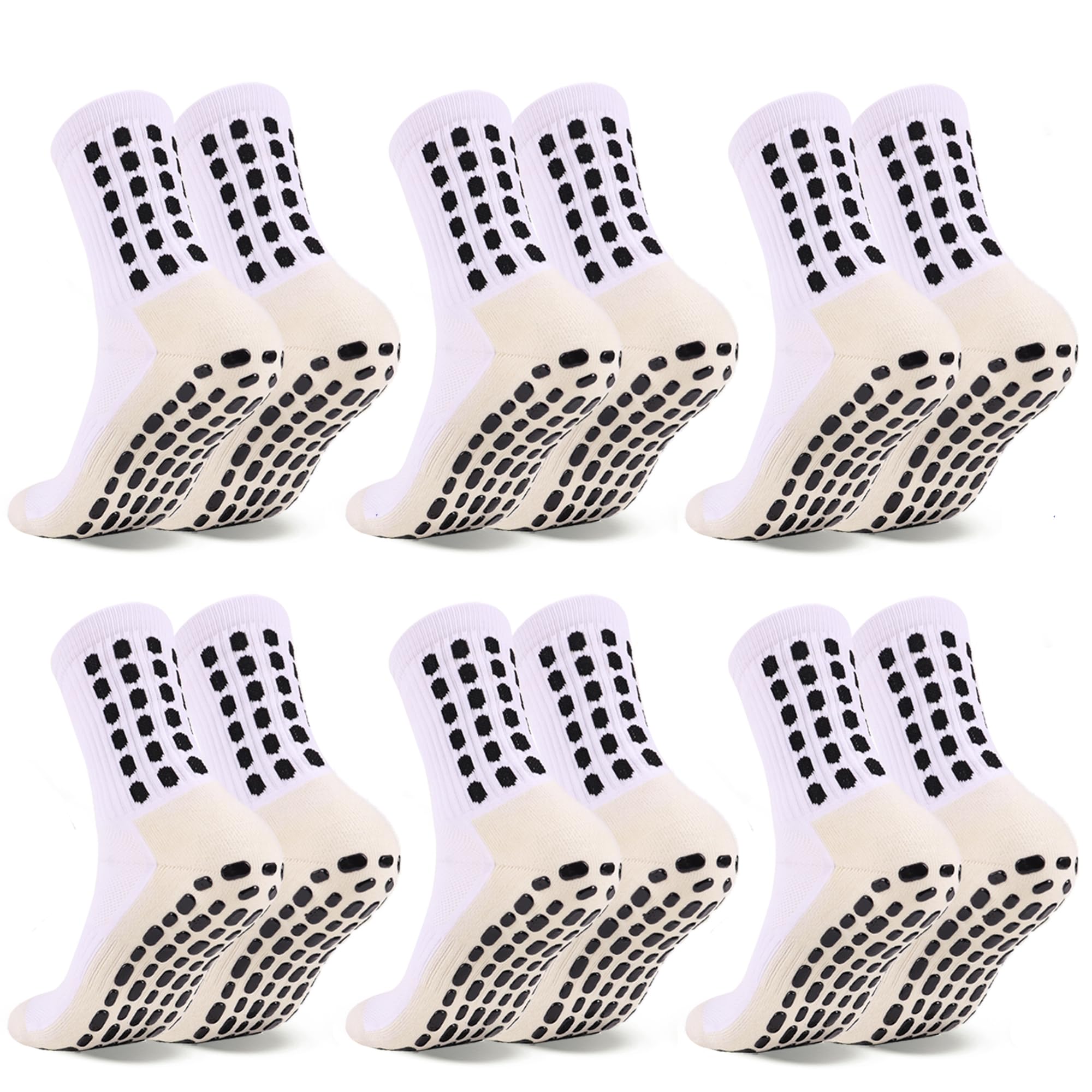 Barrlves 6 Pairs Grip Soccer Socks Colorful Non Slip Sports Football Basketball Hospital Yoga Socks for Men Women