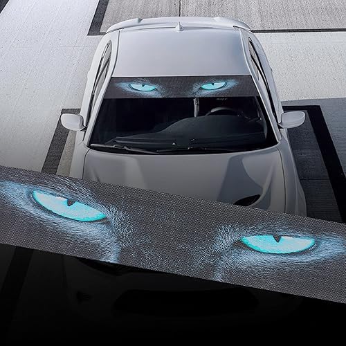 TOMALL Calcomanía estéreo 3D de ojos de leopardo para parabrisas delantero y trasero de automóvil, vinilo gráfico de ojos de automóvil, impermeable,