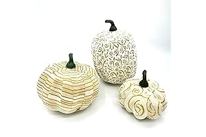Captivating Fall Decor: Enchanting Fabric-Wrapped Gold Cream Pumpkins (Set of 3)