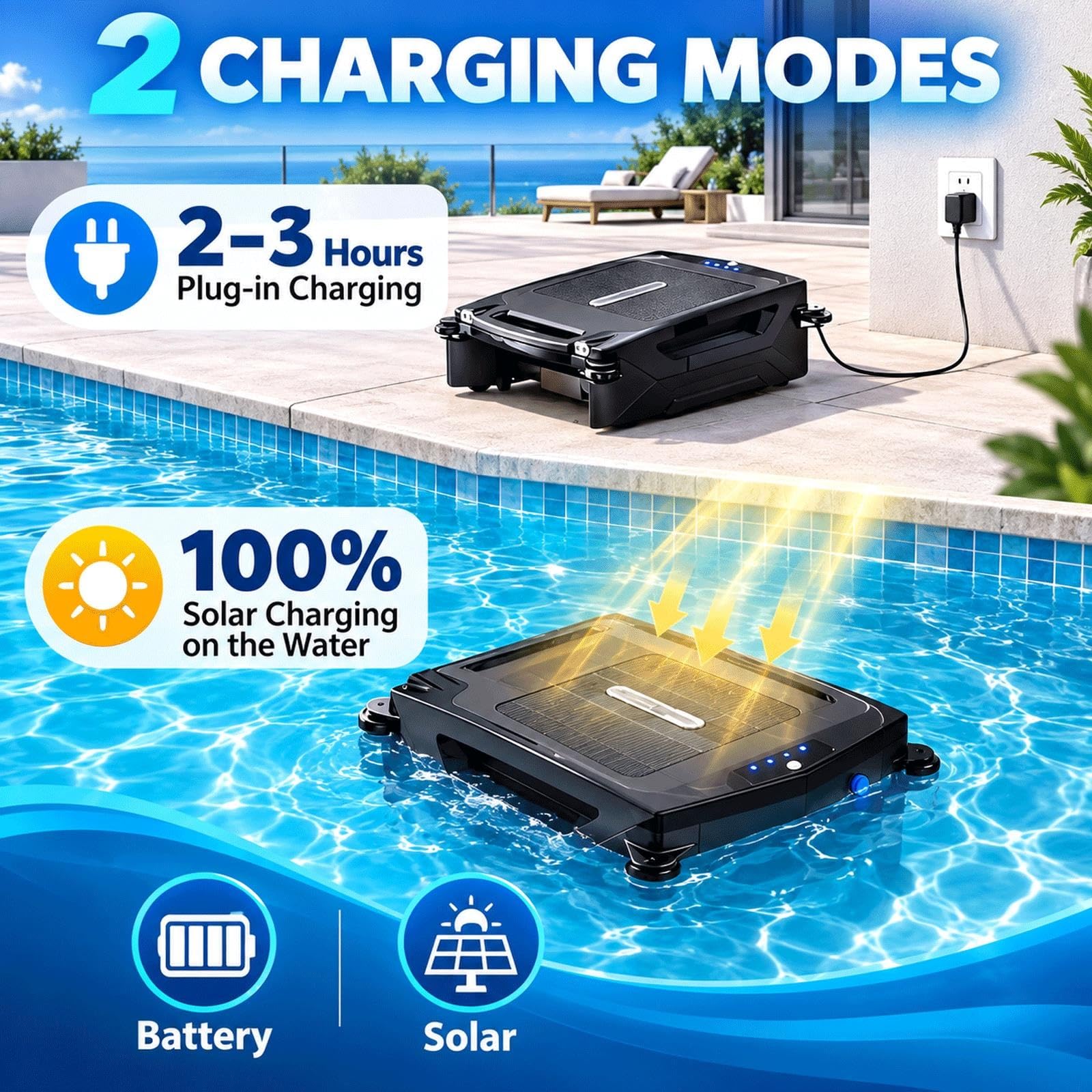 Nettoyeur De Piscine Sans Fil, Écumeur De Piscine Alimenté Par Batterie