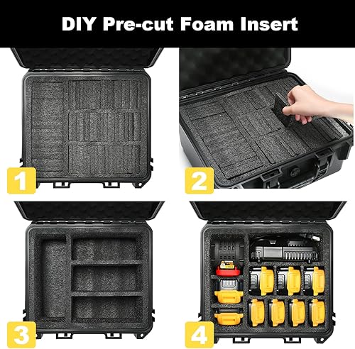 Miniatura 3 de Estuche de almacenamiento para batería y cargador Dewalt – Bolsa de almacenamiento de caja de herramientas eléctricas impermeable con espuma de
