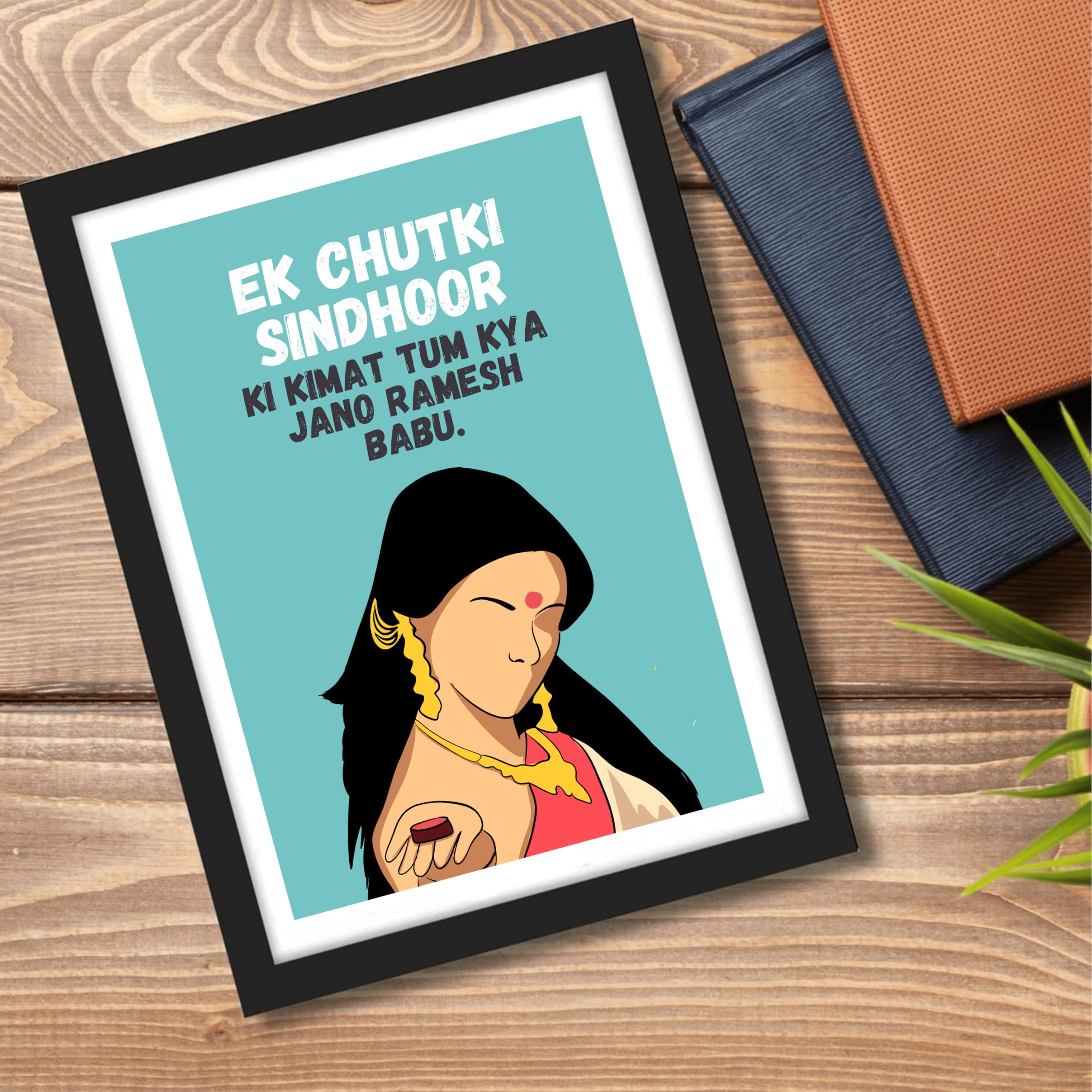 GOOD HOPE Bollywood Movie Om Shanti Om Poster Frame Movies Funny Dialogues Ek Chutki Sindoor Dialoges Framed Posters Actress Actor Photo Frames For wall decoration home bedroom living room hall Restraunt Cafe Wall Decor Paintings Sticker wallpaper Hostel Boys Girls. (10 x 13 Inch) 4