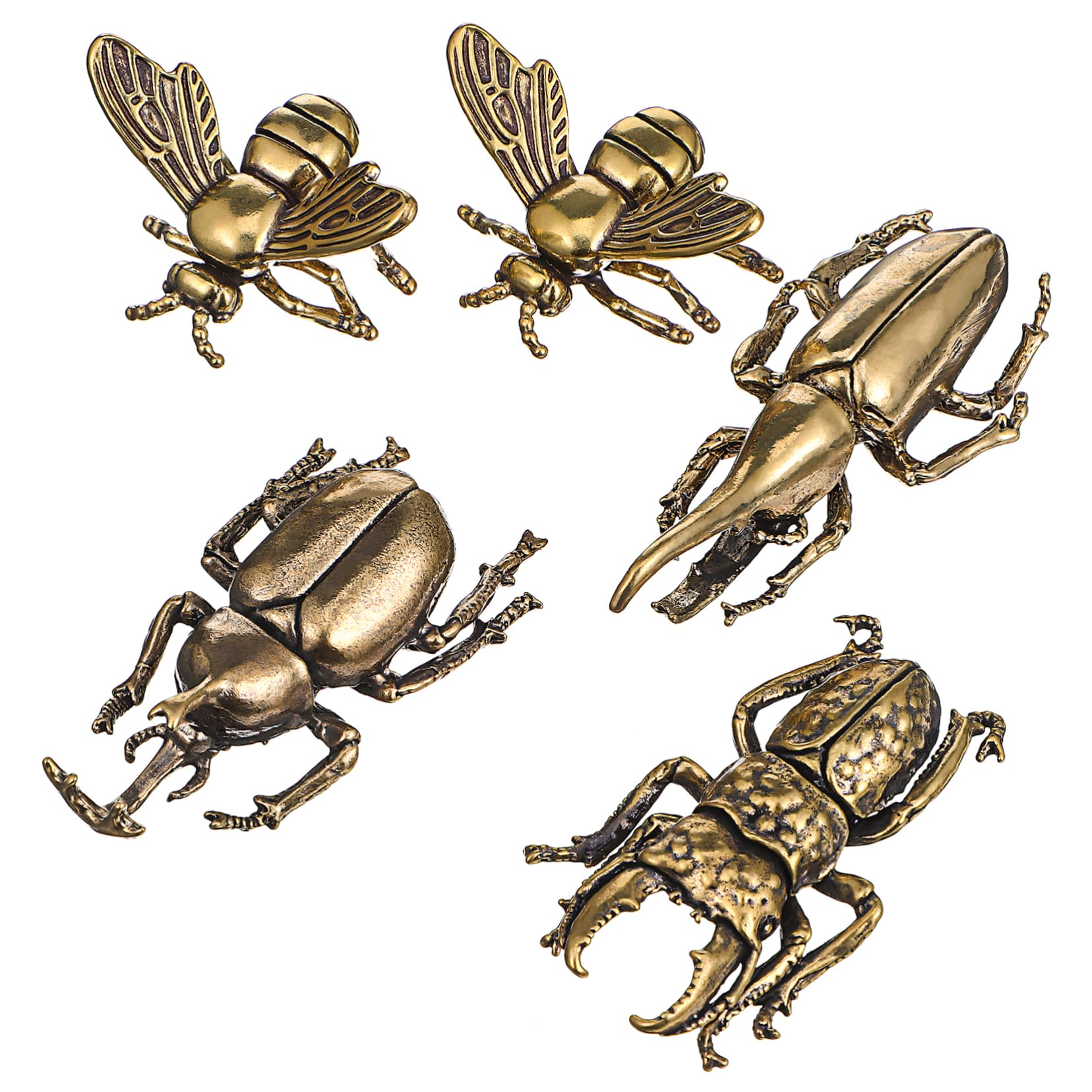 CIYODO 5 Piezas De Adornos De Bronce Antiguo Decoraciones De Insectos Estatua De Abeja De Latón Decoración De Abeja Estatuilla De Abeja De Latón Adorno De Abeja Figuras De Animales