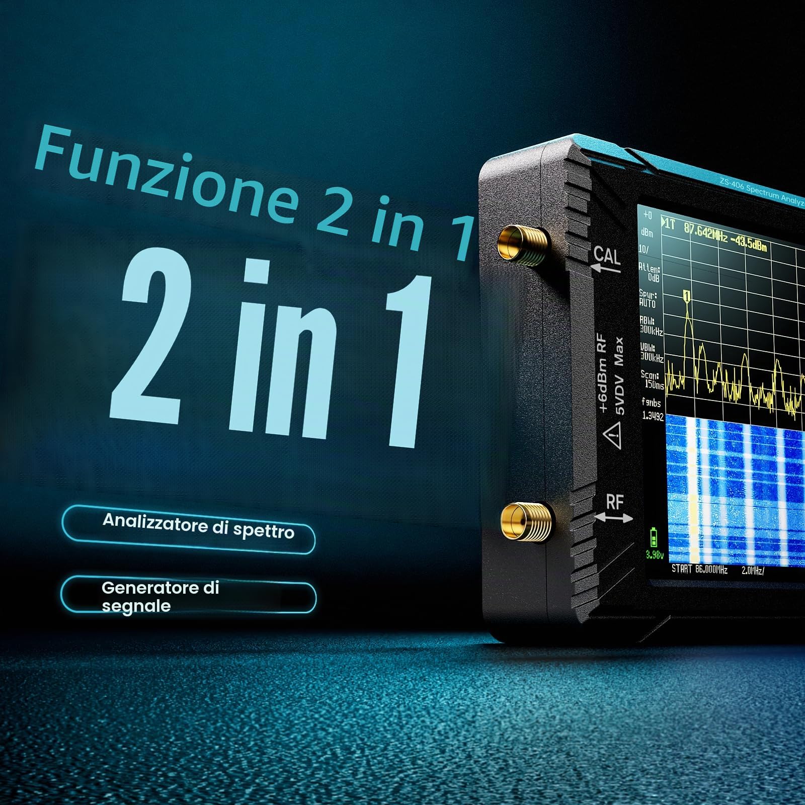 Seesii TinySA ULTRA+ ZS406 Analizzatore di Spettro, Analizzatore di Frequenza Portatile 4,0'' 100kHz-5,4GHz con Scheda di Memoria 32GB, 2 in 1 Generatore di Segnale 100kHz-800MHz MF/HF/VHF/UHF