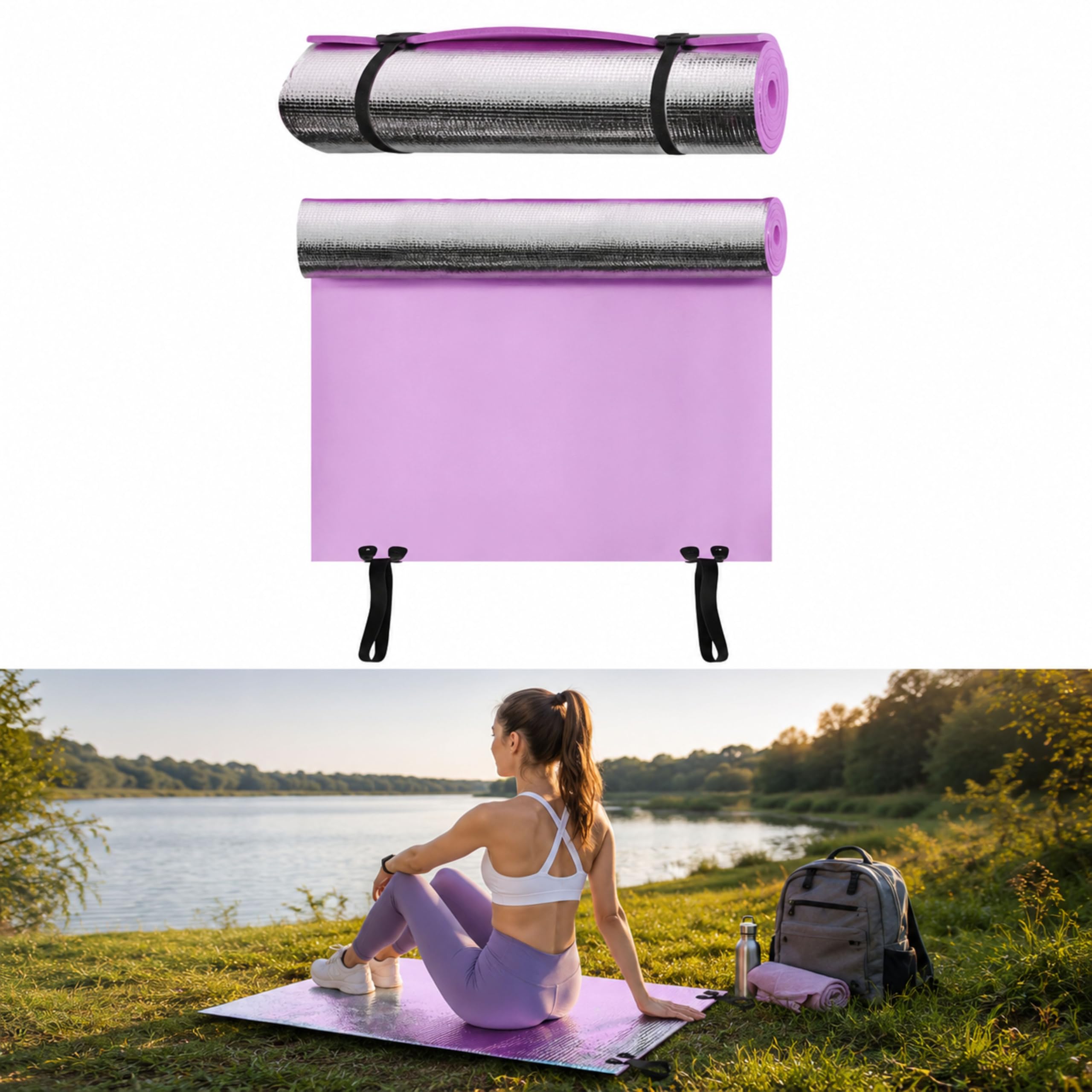 ALAYSTAR Heavy Duty Waterproof Camping Mat Roll Up EVA Foam Sleeping Pad with Thermal Foil Insulation, Lightweight Ground Mat for Camping, Hiking, Trekking, Mountaineering, Picnic & Exercise (PINK)