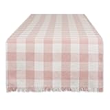 DII Heavyweight Fringed Check Tabletop Collection, Table Runner, 14x72, Pale Mauve