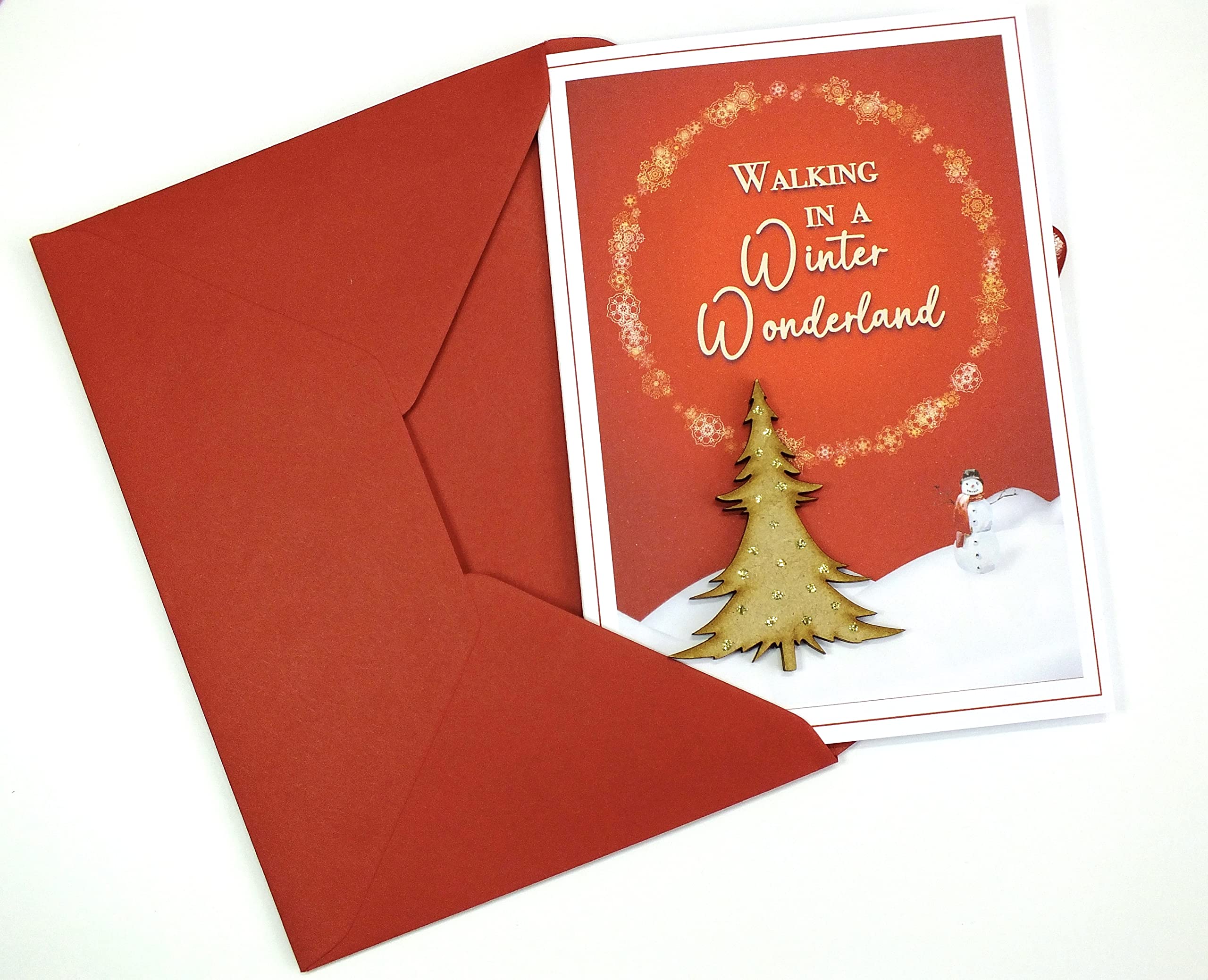Pack of Handmade Christmas Cards & Envelopes - Luxury Xmas Card Set of 6 for Special Friends & Family Red Gold - Image 4