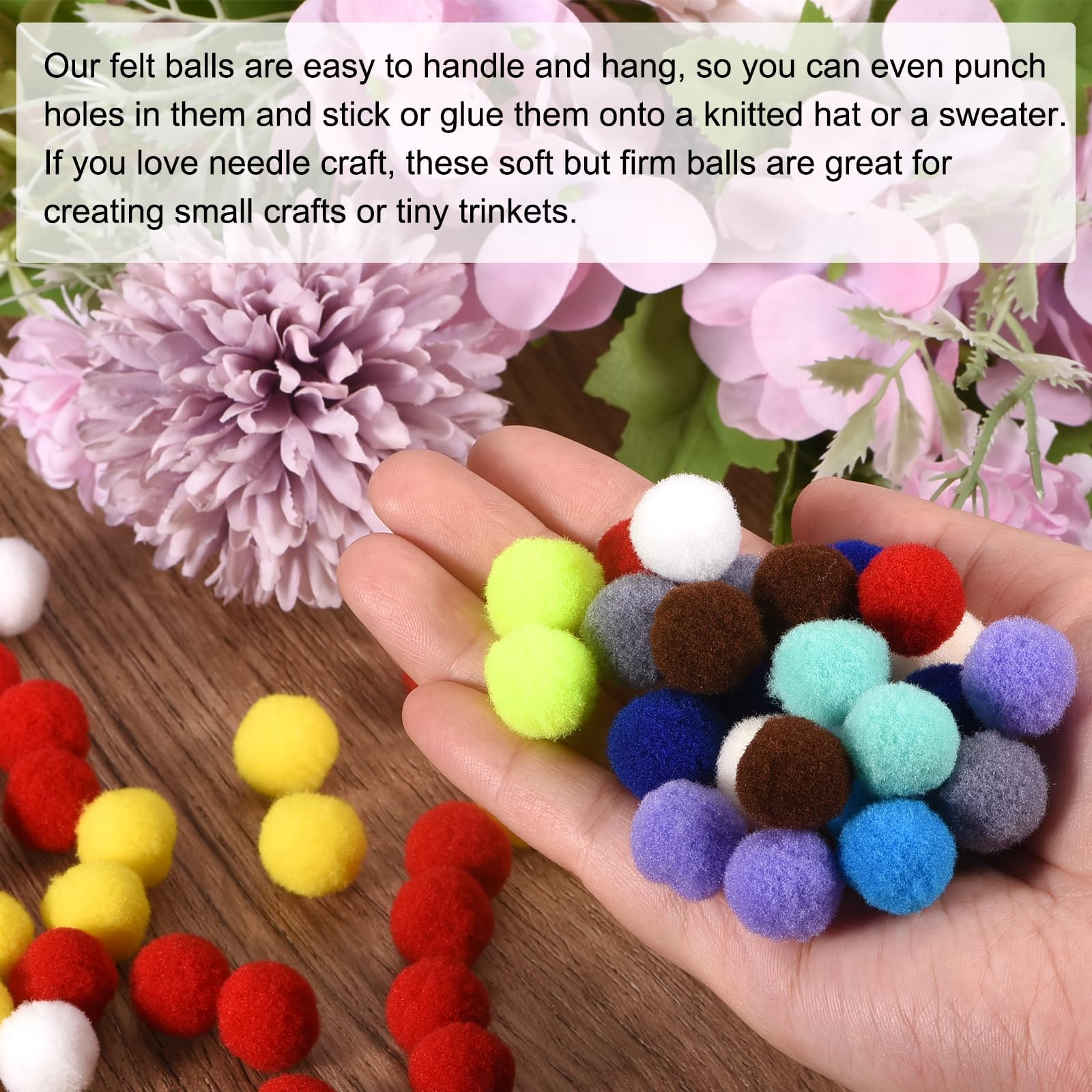QUARKZMAN Bolas De Fieltro Pom Para Proyectos De Manualidades Caseras DIY Paquete De 100 Blanco 2.5cm 25mm