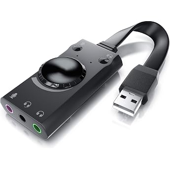 CSL - USB Mini Sound Card External - Virtual Surround - Compatible with Computer Notebook Tablet PC MacBook - Plug and Play -