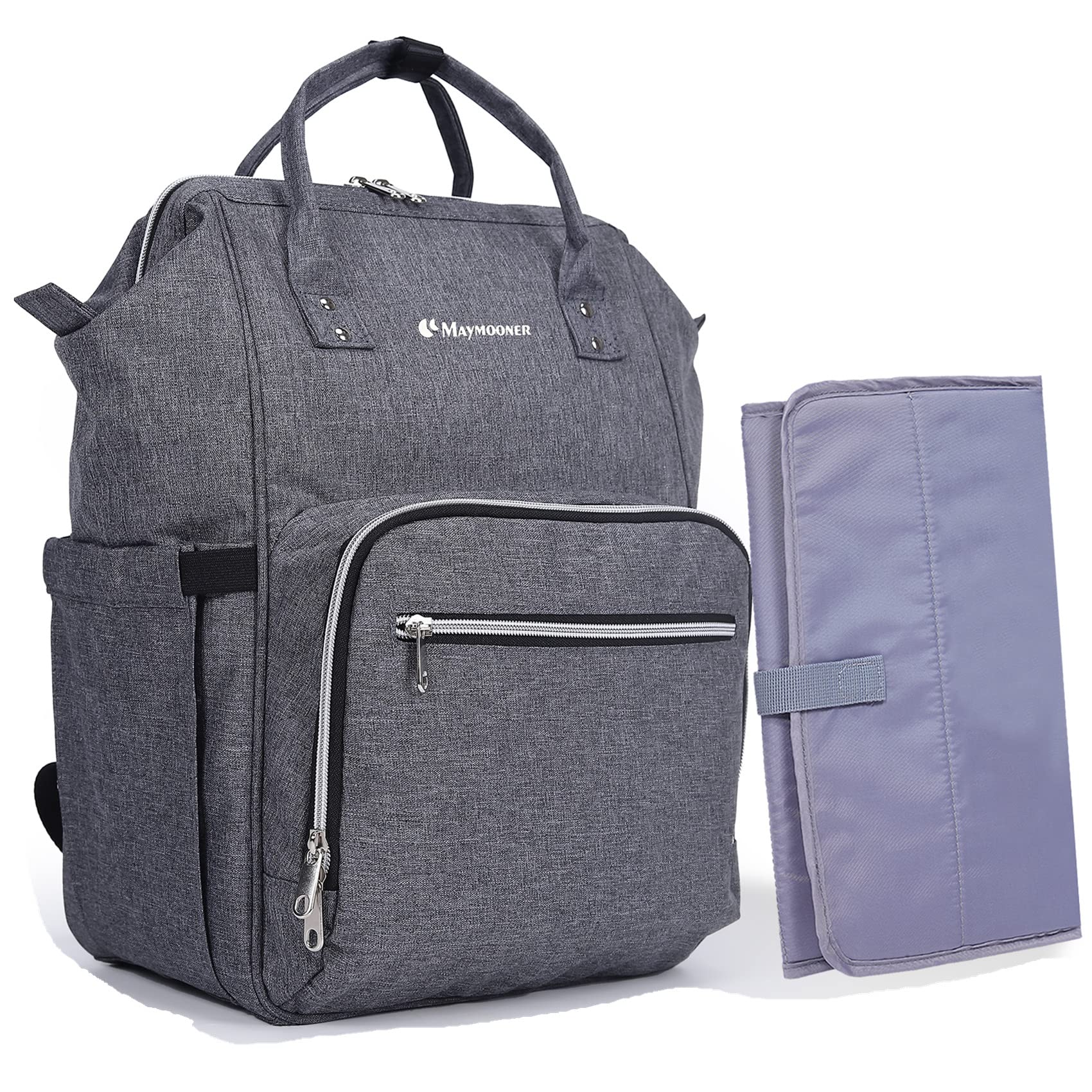Baby Backpack Diaper Bag with Portable Changing Pad Multifunctional Large Unisex Nappy Changing Bags with Insulated Pockets,Grey