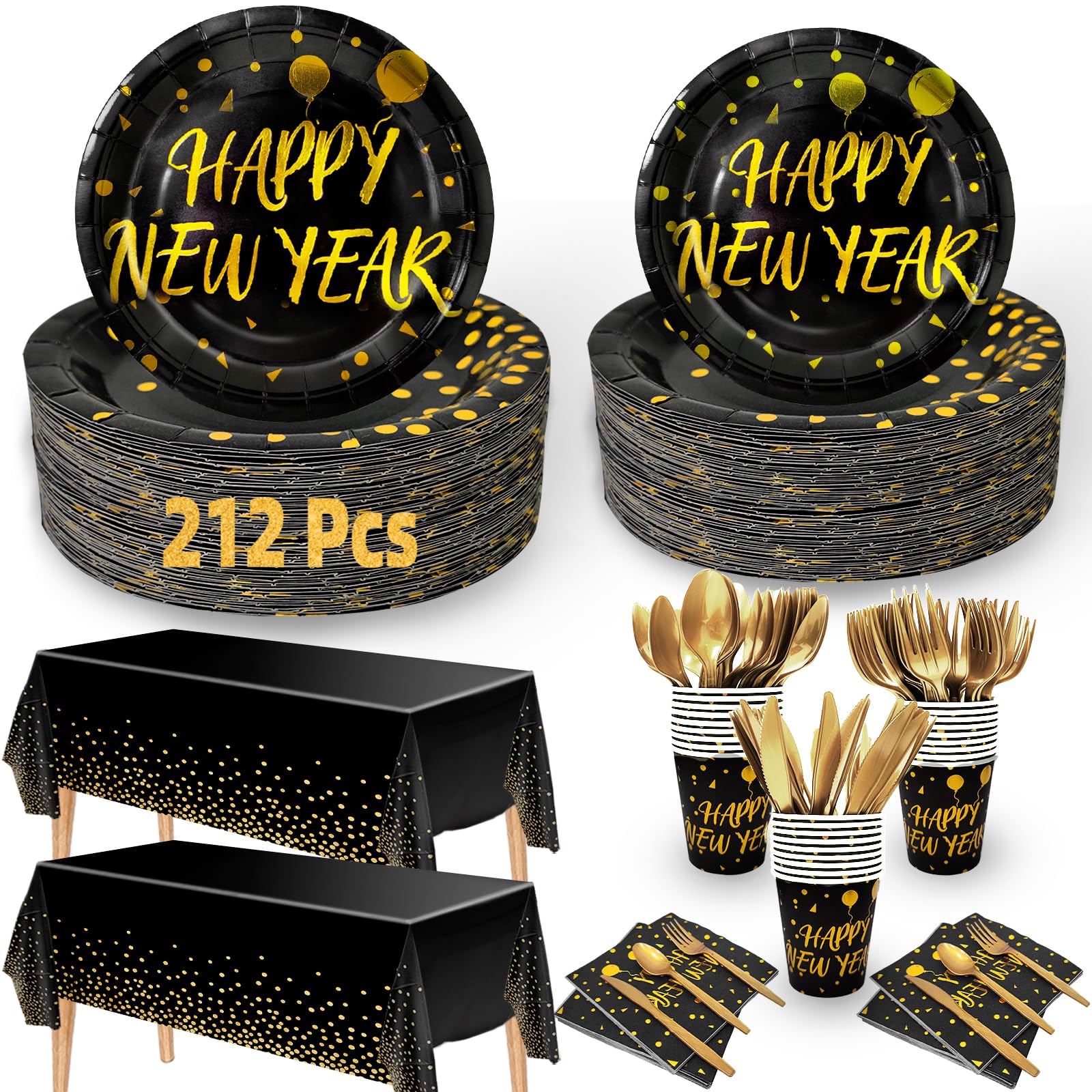 Locker.Ink | Elevate Your New Year Celebration with 24 Must-Have Party Tableware Essentials 212-Piece New Year Tableware Set