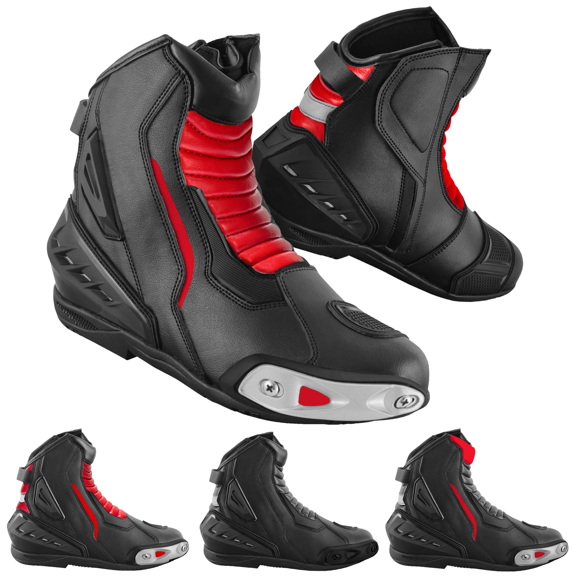 Zapatos de moto de cuero para hombre, botas protectoras antideslizantes con soporte para el tobillo,CE Aprobado