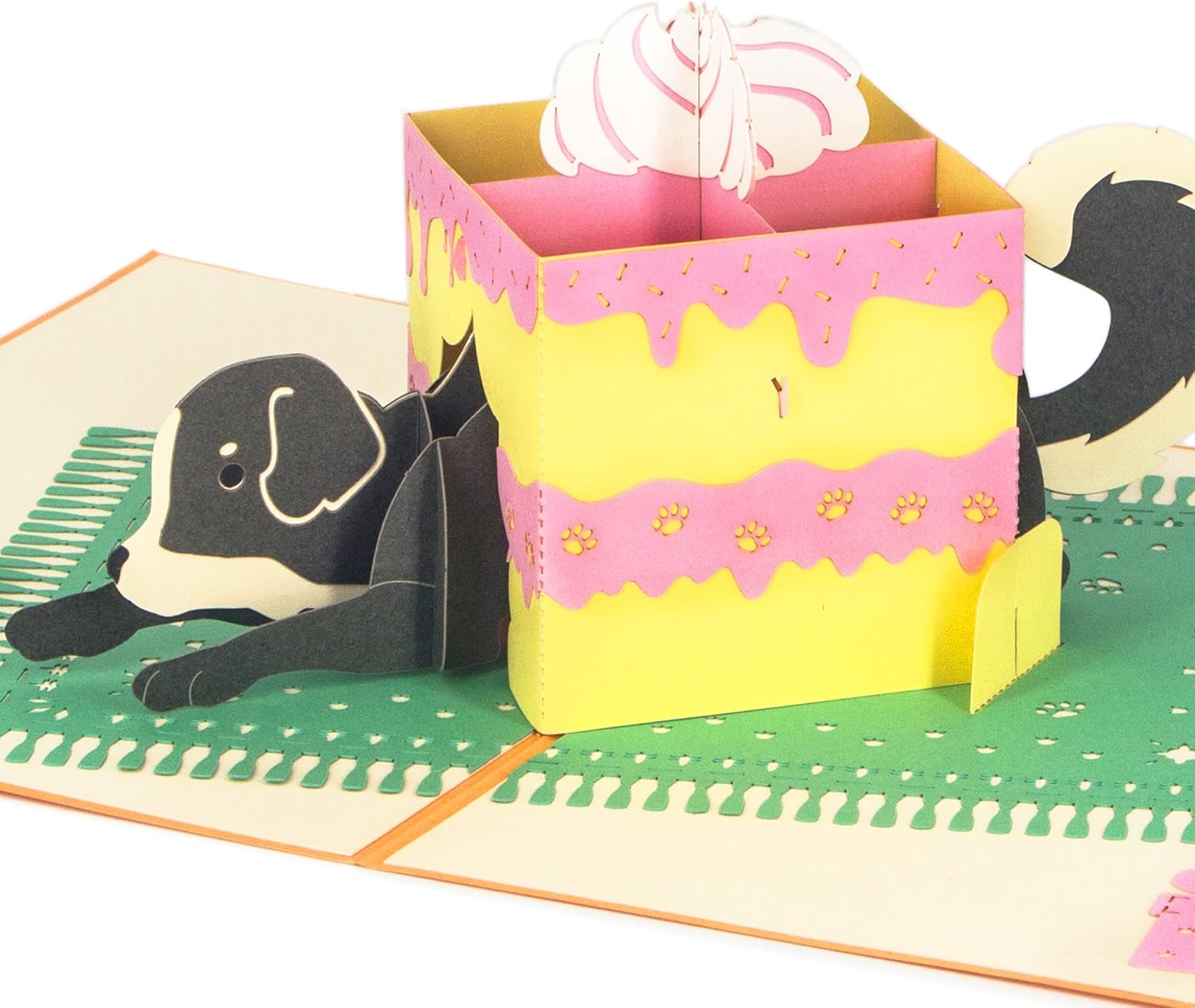 Ribbli Birthday Cake and Dog 3D Pop Up Card Dog Birthday Card Pop Up Birthday Card Birthday Cards, with Envelope - Image 2
