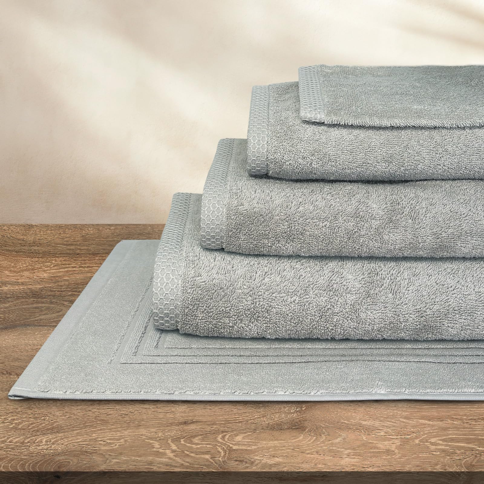 SLEEPZEN - Set di Asciugamani da Bagno (2x 50x100 + 2x 70x140 - Grigio Perla) Cotone Biologico GOTS - 500 GSM - Ultra Assorbenti - Morbidissimi - Prodotto in Portogallo - Certificato Oeko-Tex