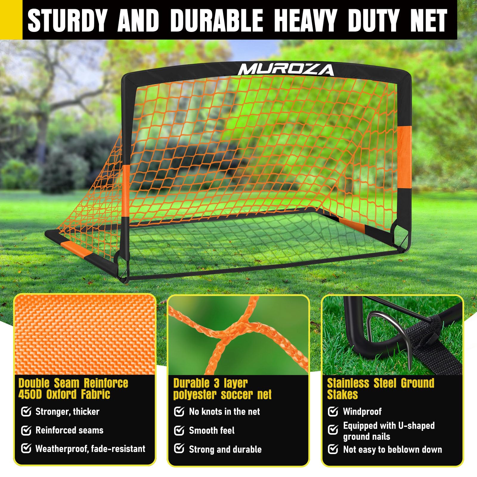 Soccer Goal, Kids Soccer Goals for Backyard Set, Pop Up Soccer Net view 4
