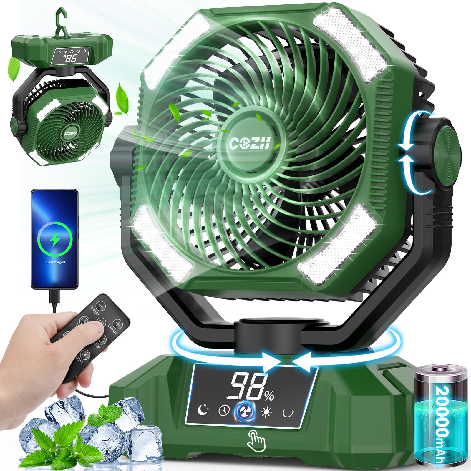 Ventilateur De Table Oscillant 4000 MAh – Petit Ventilateur De Bureau Silencieux De 17 Cm – Ventilateur De