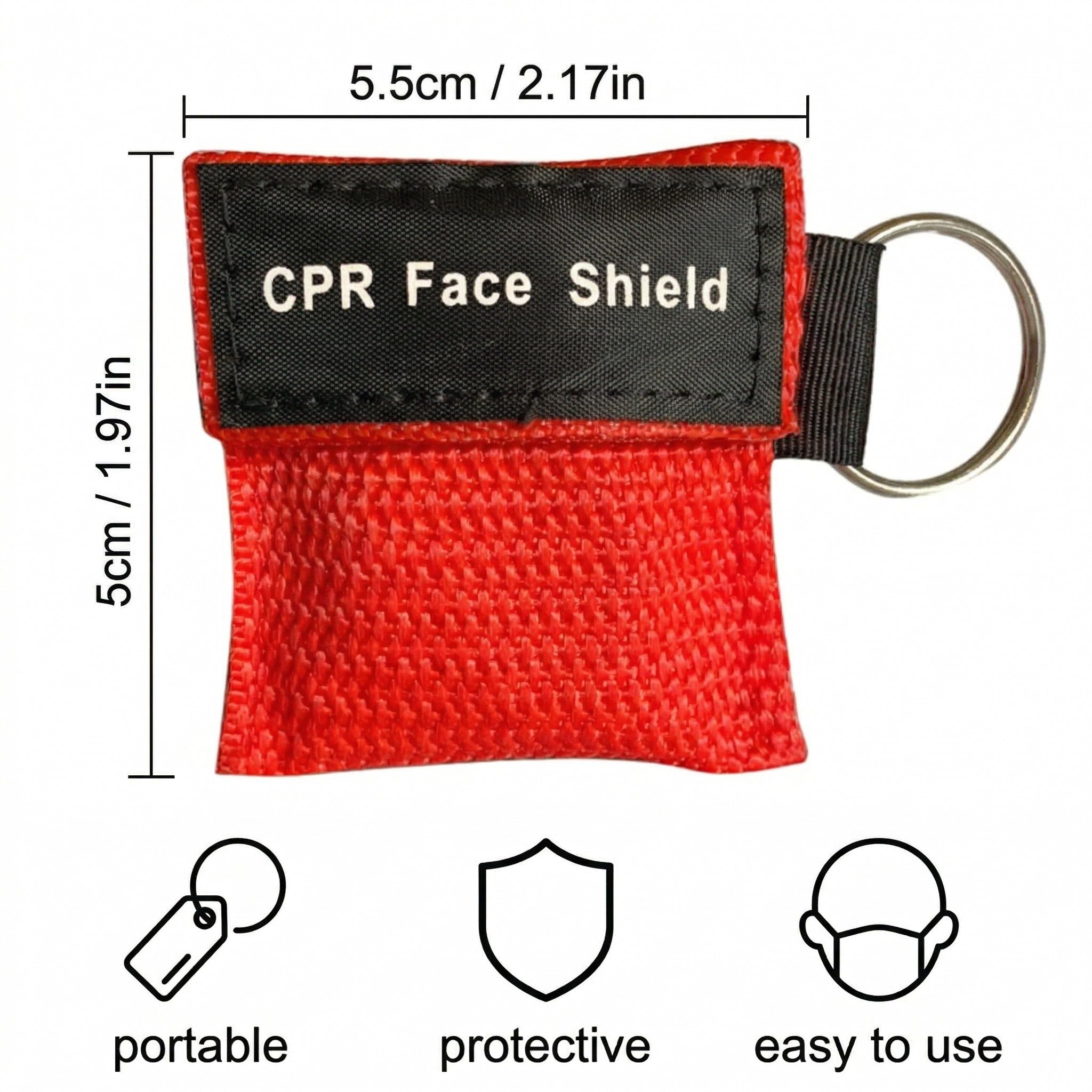 Pocket Mask 4 Mascherine Per Cpr In Pvc Da Tasca, Protezione Viso Emergenza Con Valvola Unidirezionale, Colore Rosso E Nero, Dimensioni 5X5,5Cm